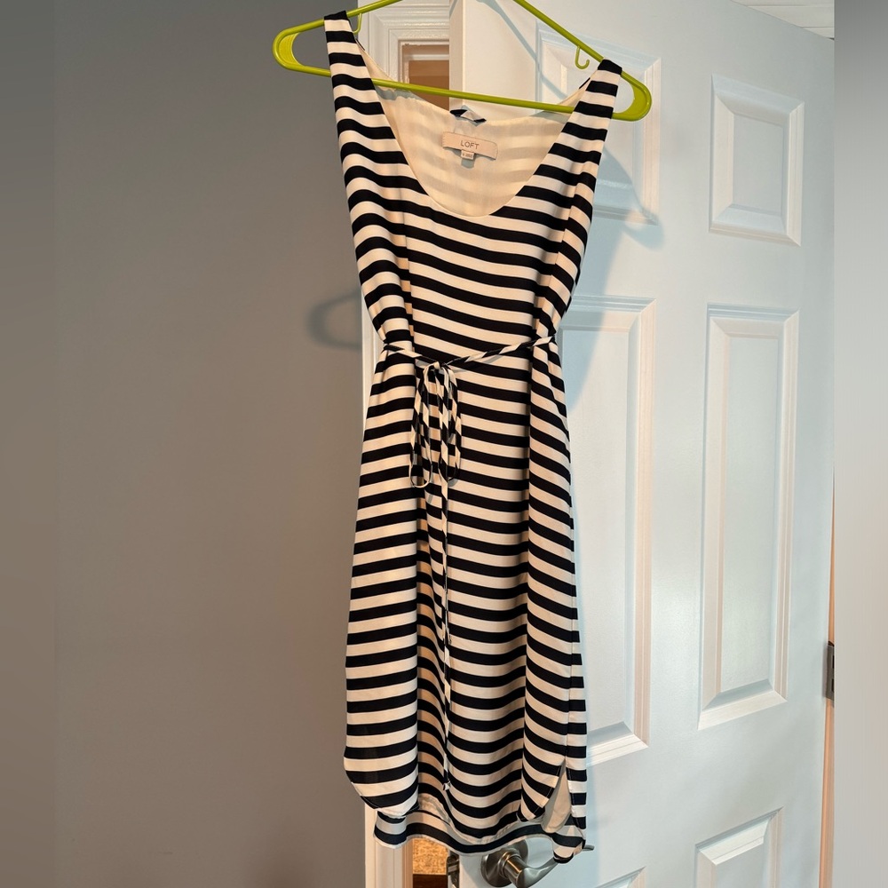 Nautical Stripe Sheath Dress with Tie Waist